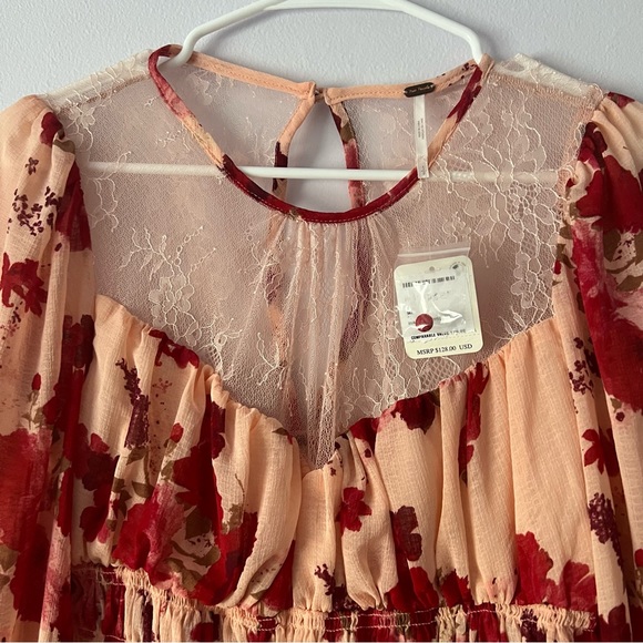 NWT Free People Daphne Cropped Smocked Romantic Blouse - Picture 5 of 15